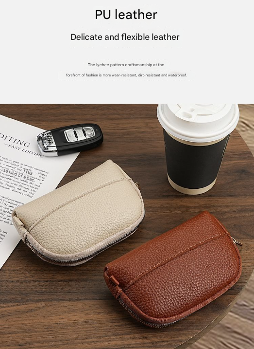 3 Pcs Grey Elegant Faux Leather Coin Purse - Mini Zipper Pouch & Compact Card Holder Wallet