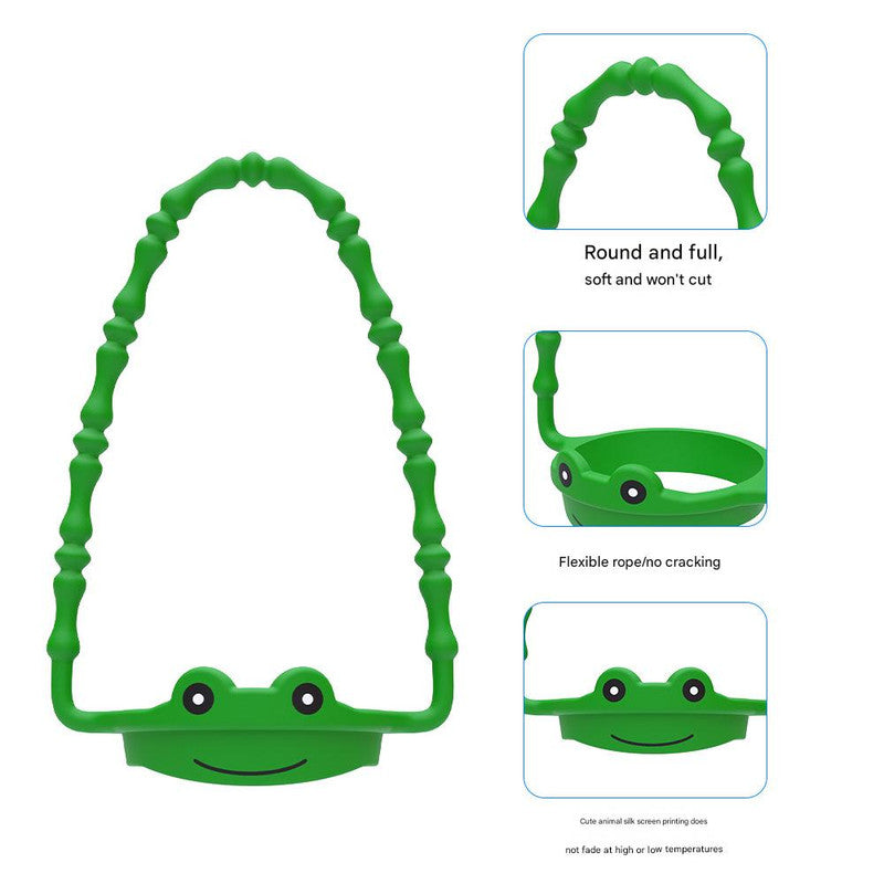 2 Pcs Green Frog Adorable Animal Silicone Cup Carrier - Portable Reusable Handle for Water Cup(cup not included)