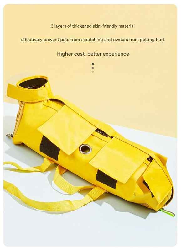 Size L Yellow Multi-Functional Cat Grooming Bag - Anti-Scratch Restraint Pouch for Nail Trimming and Vet Visits