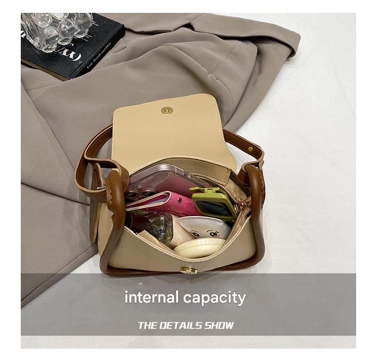 White and Brown Chic PU Leather Crossbody Bag with Cute Bear Charm - Adjustable Strap Shoulder Purse