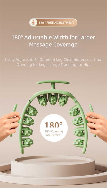 Green Removable Adjustable Wrap-Around Muscle Roller - 11-Wheel Deep Tissue Massager for Legs, Arms & Body