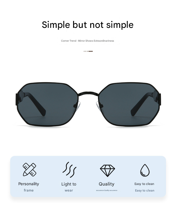 Gold Frame and Pink Grey Lenses Modern Retro Geometric Sunglasses - Chic Metal Frame with UV400 Lenses and Black PU Leather Protective Case