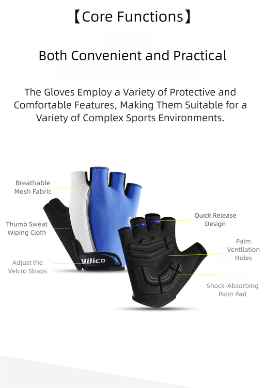 Size L Blue Padded Half-Finger Cycling Gloves - Breathable Shock-Absorbing Workout Gloves for Gym & Fitness