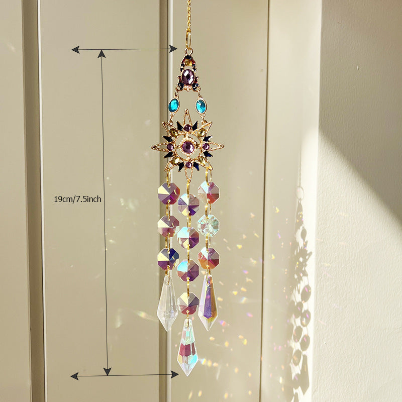 Colorful Dazzling Celestial Crystal Suncatcher - Moon Shape Rainbow Maker Window Hanging Ornament