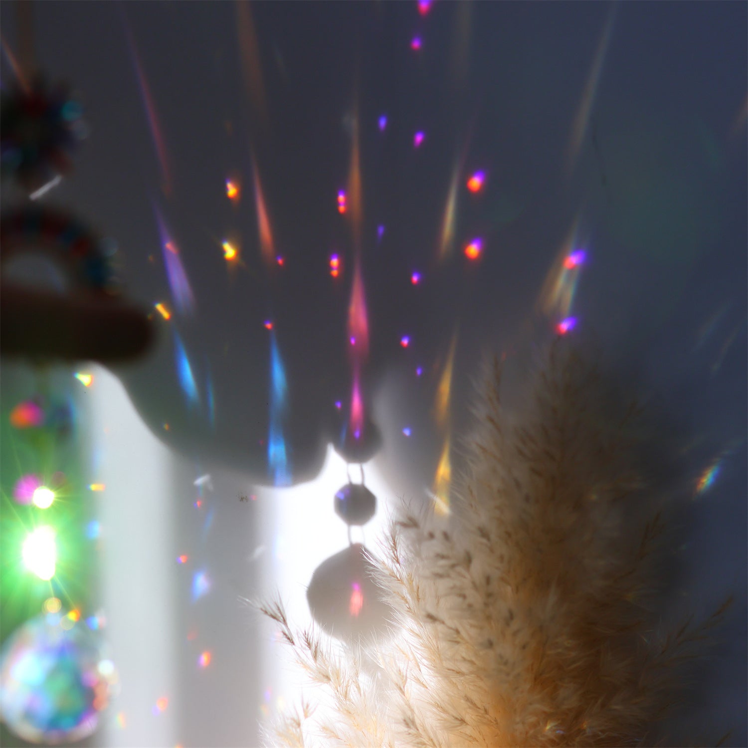 Colorful Dazzling Celestial Crystal Suncatcher - Moon Shape Rainbow Maker Window Hanging Ornament