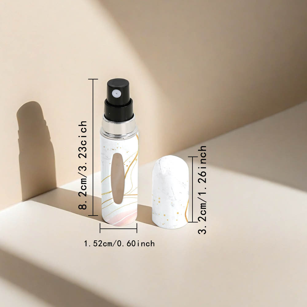 Black Chic Marble Travel Perfume Atomizer Set (3-Pack) - 5ml Leakproof Bottom-Fill Spray Bottles
