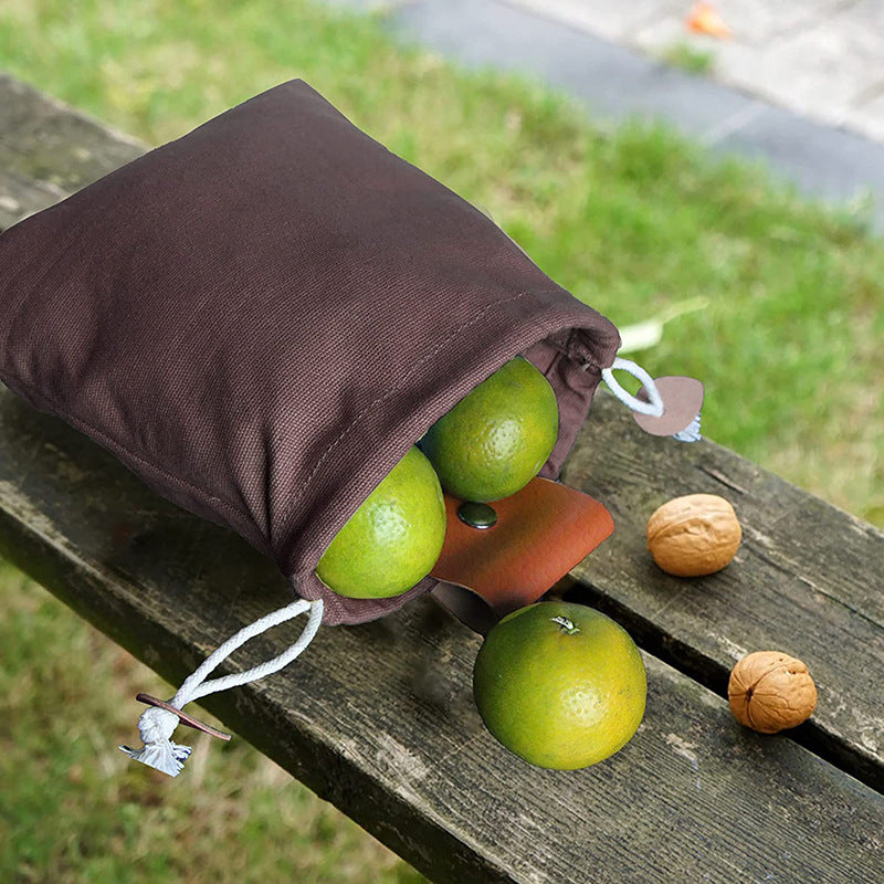 Green Collapsible Canvas Foraging Pouch - Hands-Free Belt Bag for Hiking & Camping Activities