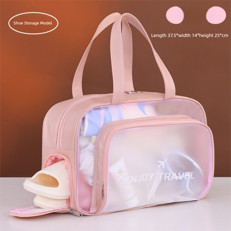Pink Waterproof Wet Dry Separation Travel Bag - Gym, Beach, Swim, Sports Tote with Shoe Compartment(Filming props are not included)
