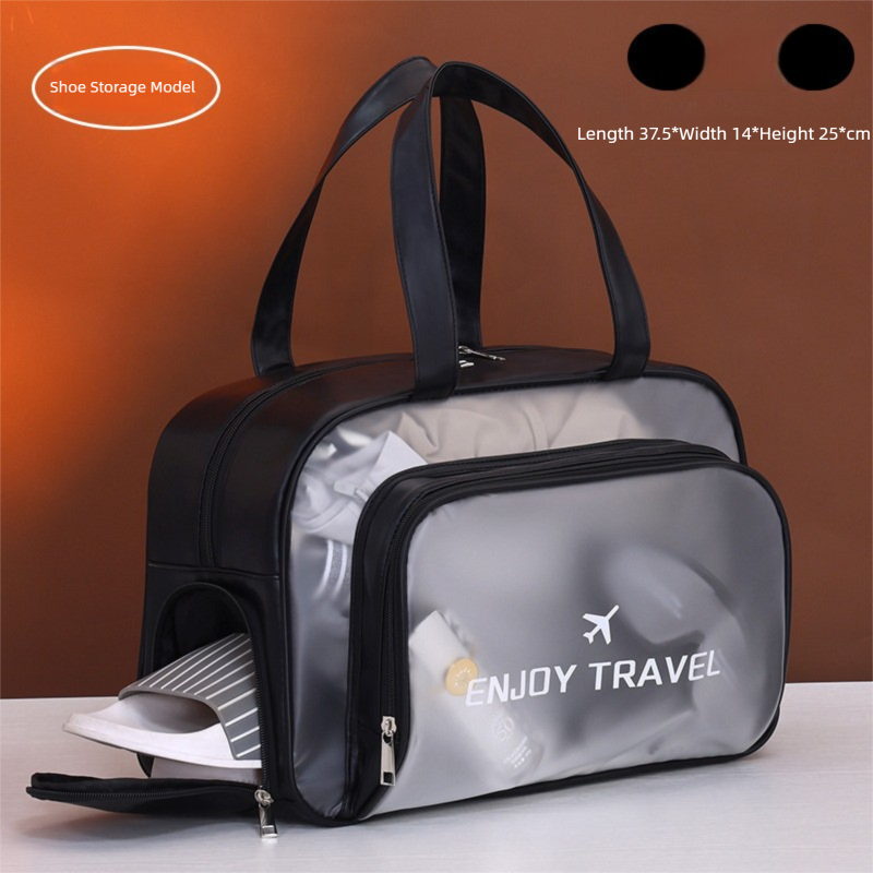 Black Waterproof Wet Dry Separation Travel Bag - Gym, Beach, Swim, Sports Tote with Shoe Compartment(Filming props are not included)
