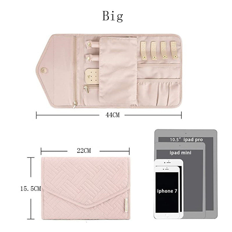 Black Portable Jewelry Roll Bag Travel Organiser High-End Delicate Accessories Necklace Earring Ring Storage(Jewelry is not included)