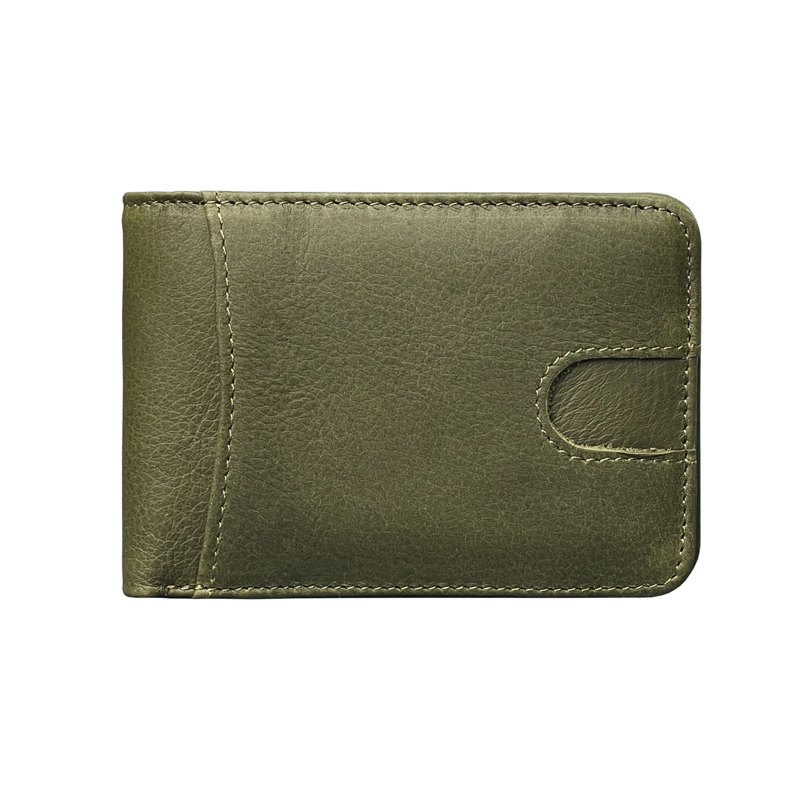 Green Men's Genuine Leather Wallet Vintage Casual Short Bi-fold Cowhide Money Clip Card Holder