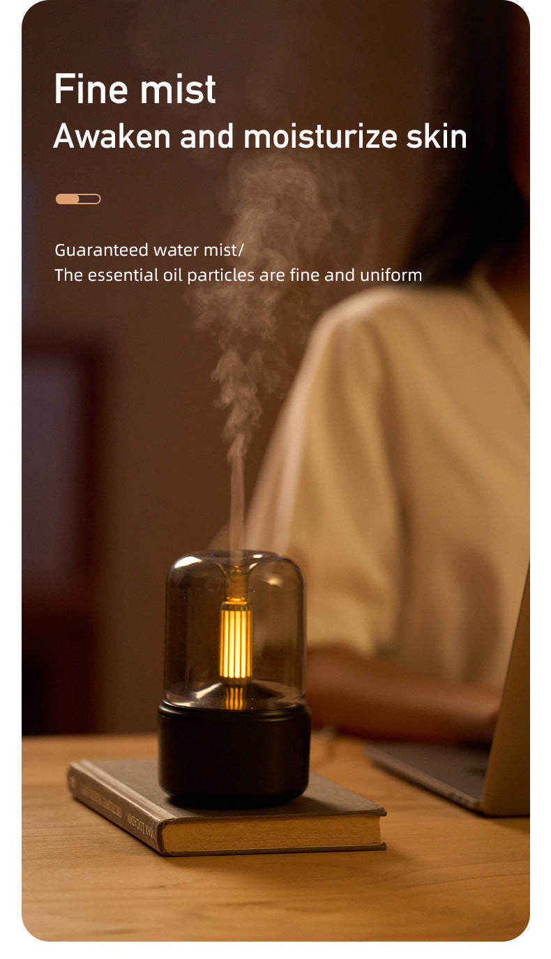 Black Creative Candleligh Aromatherapy Diffuser USB Desktop Ambient Candle Lamp Humidifier