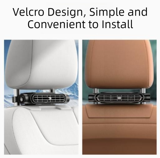 Beige Car Seat Back Headrest Fan USB Powered Turbine Cooling Fan with 3 Adjustable Speeds
