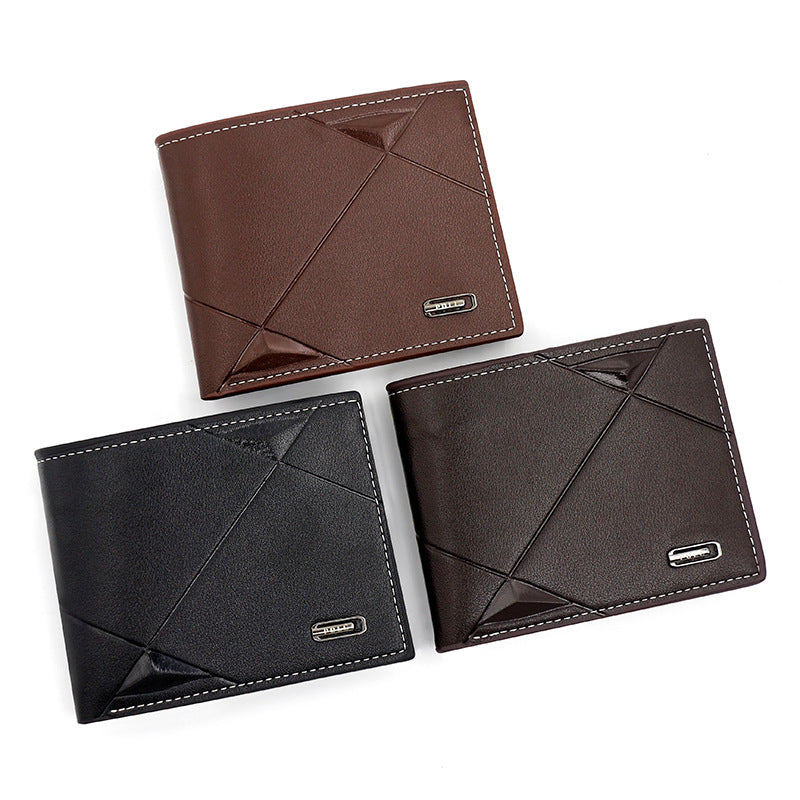 Black Men's PU Leather Bifold Wallet - Slim Short Design with Zipper Coin Pocket - Multi Card Slots and ID Window for Everyday Use