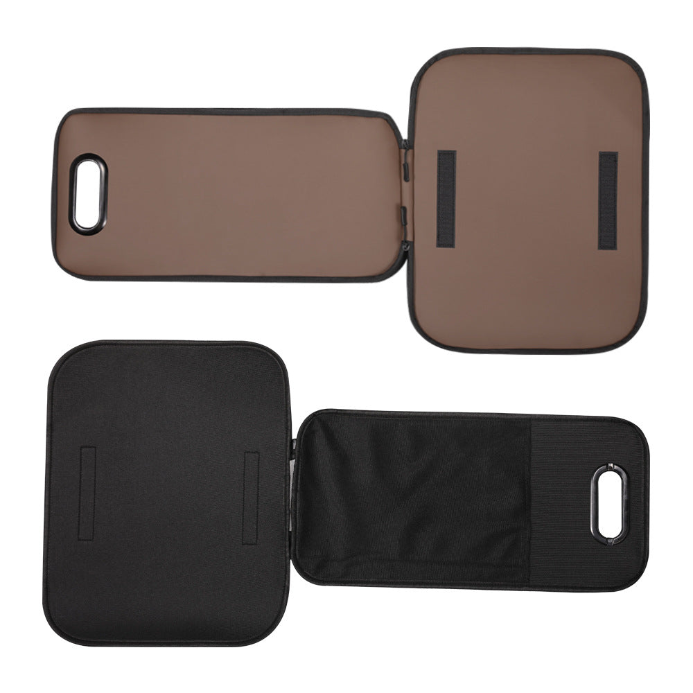 Brown Premium Car Under-Seat Shoe Organiser Box - PVC Leather Storage Case with Anti-Slip Velcro Fixation - Space Saving Vehicle Interior Solution