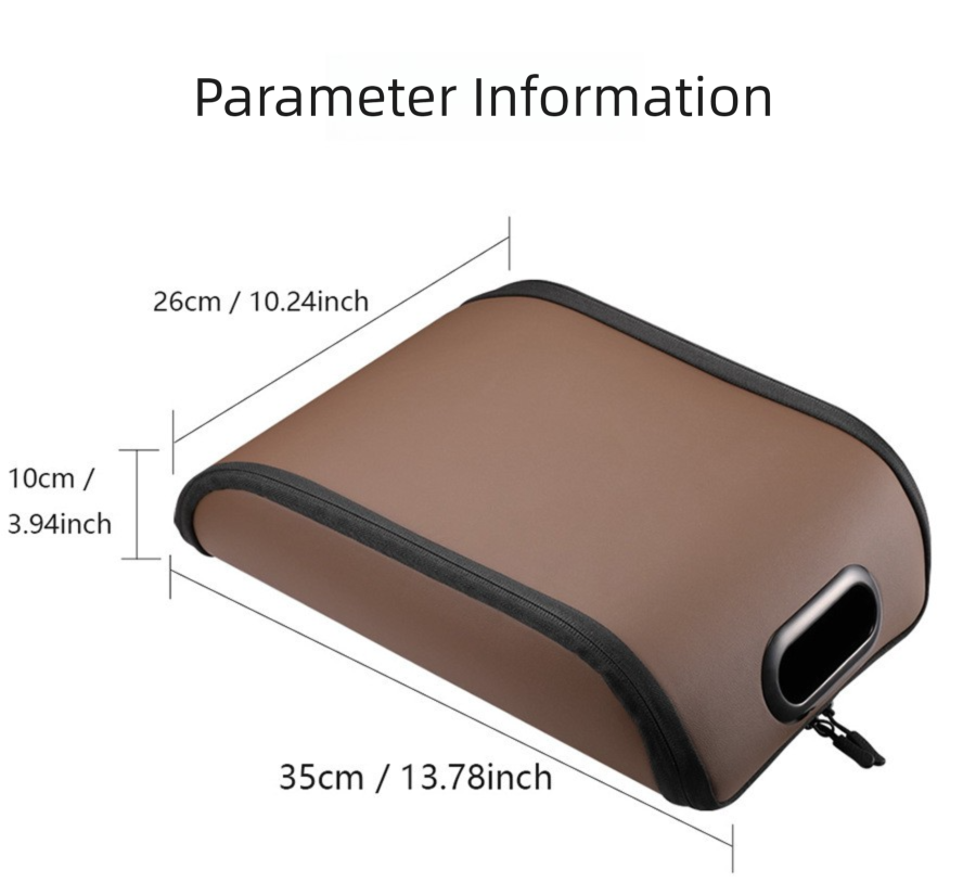 Brown Premium Car Under-Seat Shoe Organiser Box - PVC Leather Storage Case with Anti-Slip Velcro Fixation - Space Saving Vehicle Interior Solution
