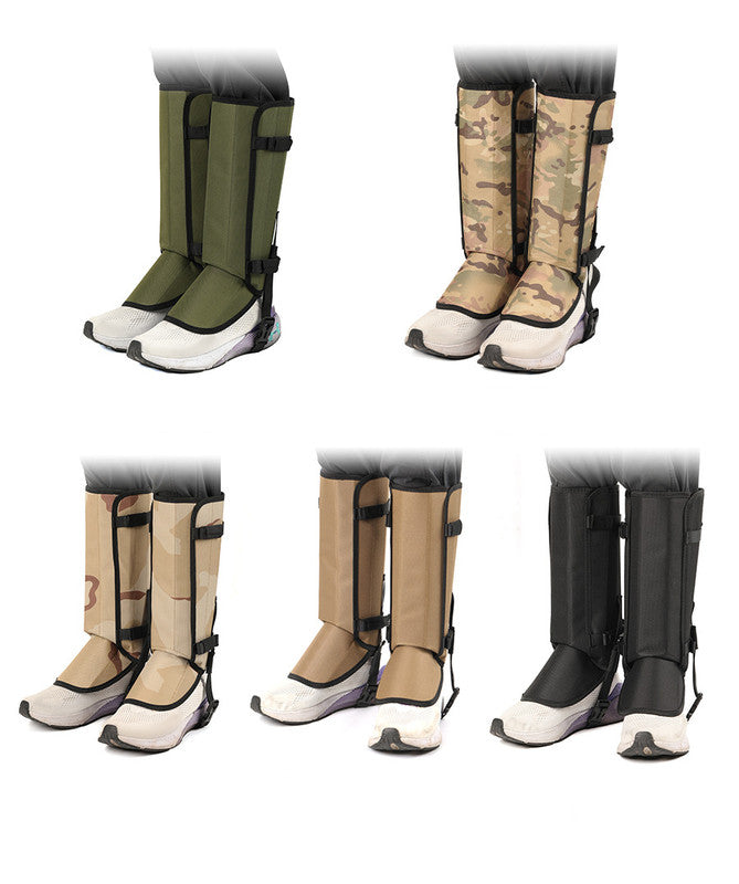 Khaki Outdoor Waterproof Leg Gaiters - Anti-Snake Bite & Scratch Protection Boot Covers - Breathable Nylon Oxford Leg Guards for Hiking Camping
