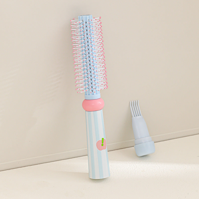 Blue 3-Piece Aesthetic Hair Brush Set - Detangling Air Cushion & Volumising Roller Comb with Hidden Cleaning Claw - Scalp Massage Styling Kit