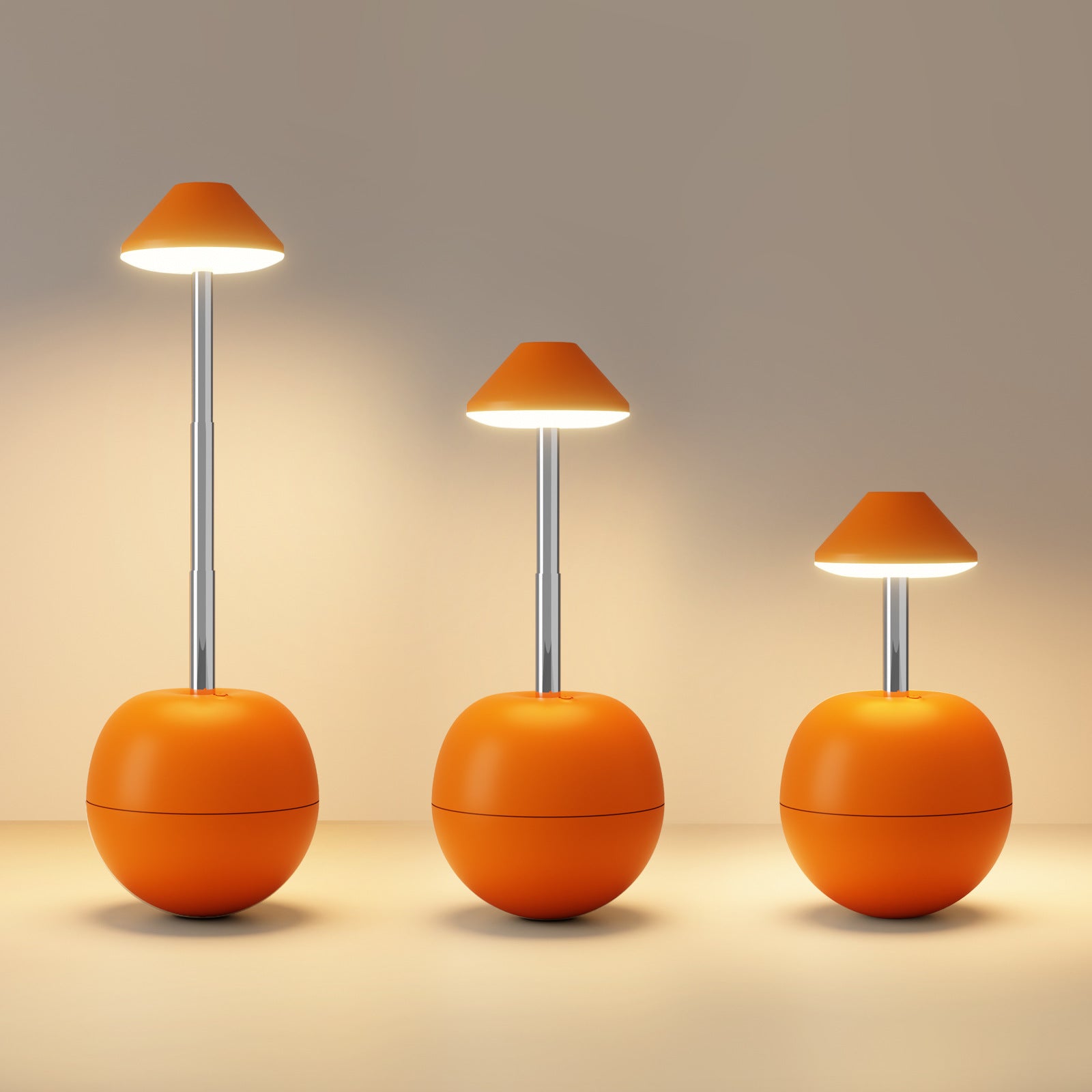 Orange Creative Tumbler LED Night Light - Rechargeable RGB Desk Lamp with Remote Control - Height Adjustable, Brightness Adjustable, Bedside Ambient Light