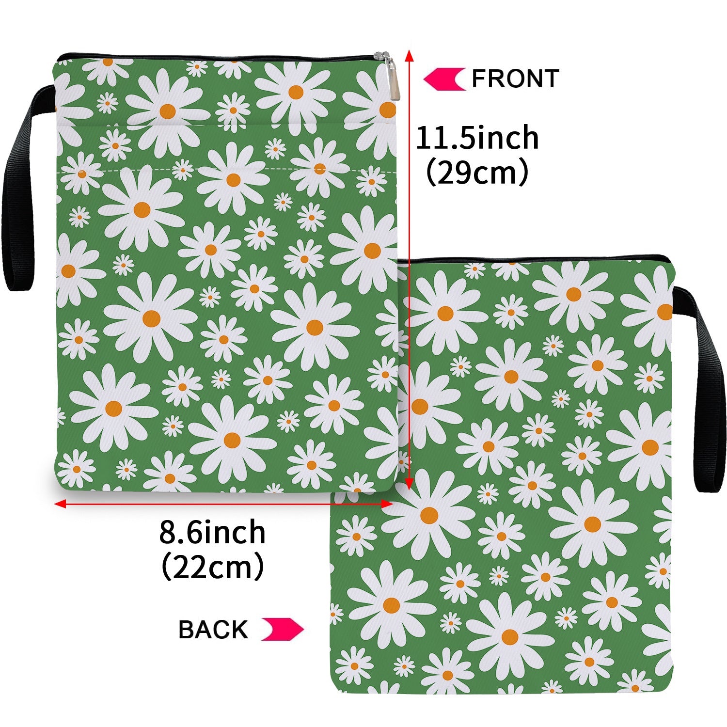 Blue Floral pattern book cover with zippered pocket - Lightweight polyester book cover, suitable for books and tablets(FBS001)