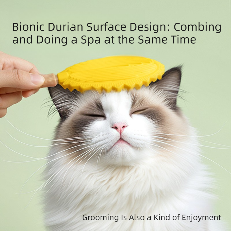 Green Pet Durian Massage Comb 2-Pack - Cat Deshedding Brush with Dual-Sided TPR Design for Soft Skin and Fur Cleaning