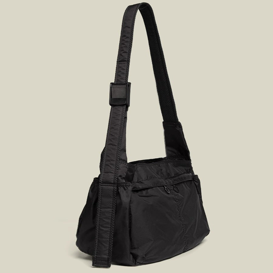 Grey Large Capacity Nylon Tote Bag - Water Resistant Casual Shoulder Bag for Daily Use and Outdoor Activities