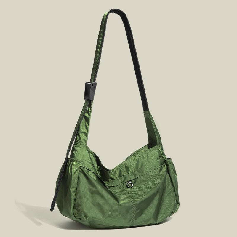 Green Large Capacity Nylon Tote Bag - Water Resistant Casual Shoulder Bag for Daily Use and Outdoor Activities