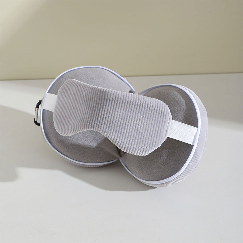 Grey 3-in-1 Foldable Sleep Eye Mask with Neck Pillow - Compact Travel Pillow for Airplane, Office Naps and Restful Sleep