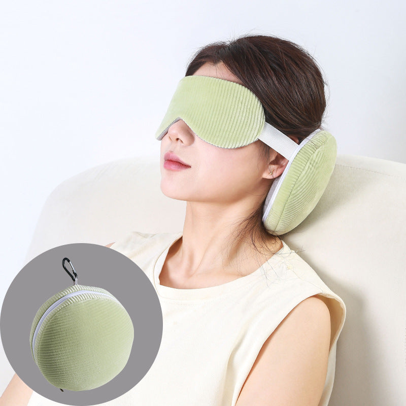 Grey 3-in-1 Foldable Sleep Eye Mask with Neck Pillow - Compact Travel Pillow for Airplane, Office Naps and Restful Sleep