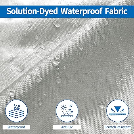 Grey Heavy Duty Waterproof Tarp Covers with Storage Bag, Fits V-Hull, Fish&Ski, Pro-Style, Fishing, Runabout, Bass Boats, 16-18FT(570cm*300cm)