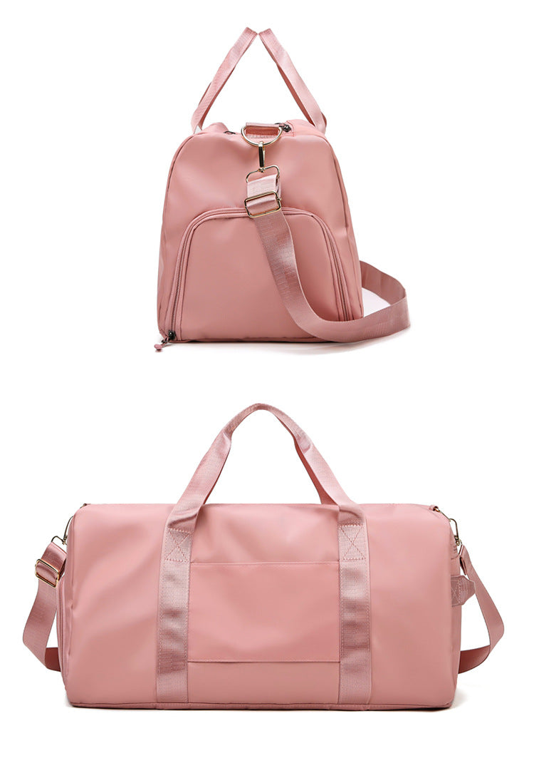 Pink Large Capacity Travel Duffel Bag – Wet & Dry Separation, Shoe Compartment, and Luggage Sleeve for Gym, Yoga, and Short Trips