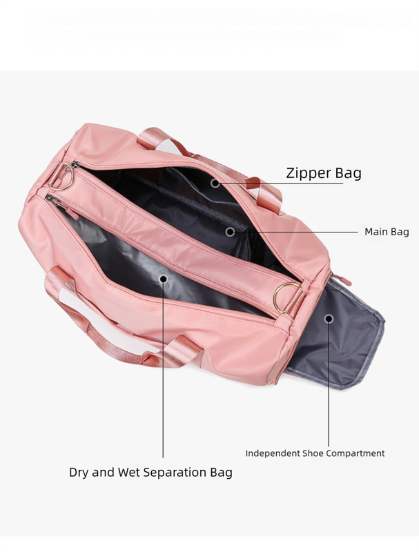 Blue Large Capacity Travel Duffel Bag – Wet & Dry Separation, Shoe Compartment, and Luggage Sleeve for Gym, Yoga, and Short Trips