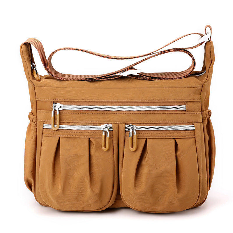 Brown Multi-Pocket Lightweight Nylon Crossbody Bag – Stylish, Functional, and Spacious Shoulder Bag for Women