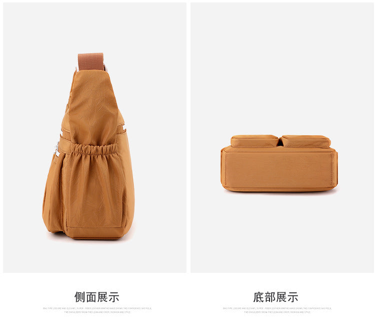 Brown Multi-Pocket Lightweight Nylon Crossbody Bag – Stylish, Functional, and Spacious Shoulder Bag for Women