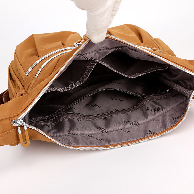 Brown Multi-Pocket Lightweight Nylon Crossbody Bag – Stylish, Functional, and Spacious Shoulder Bag for Women