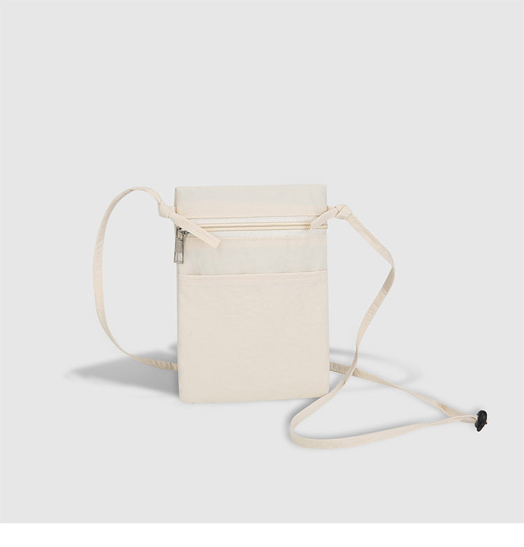 Beige Minimalist Lightweight Nylon Crossbody Phone Bag - Compact & Stylish for Women