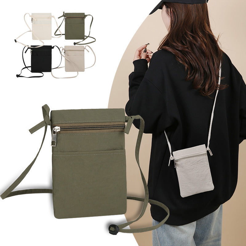 Dark Beige Minimalist Lightweight Nylon Crossbody Phone Bag - Compact & Stylish for Women
