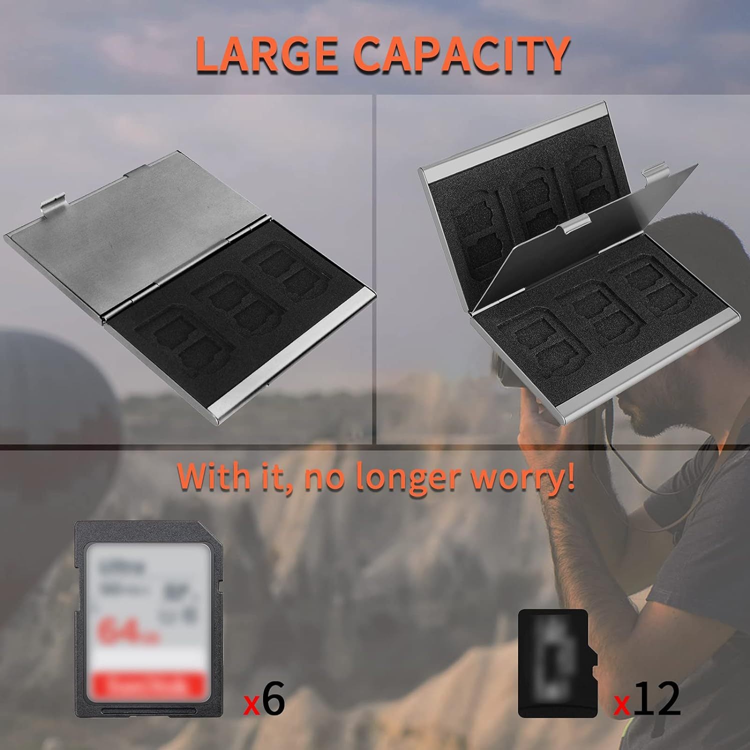 Silver High-Quality Aluminum SD & TF Card Case – Premium Storage Solution for Memory Cards(Memory card not included)