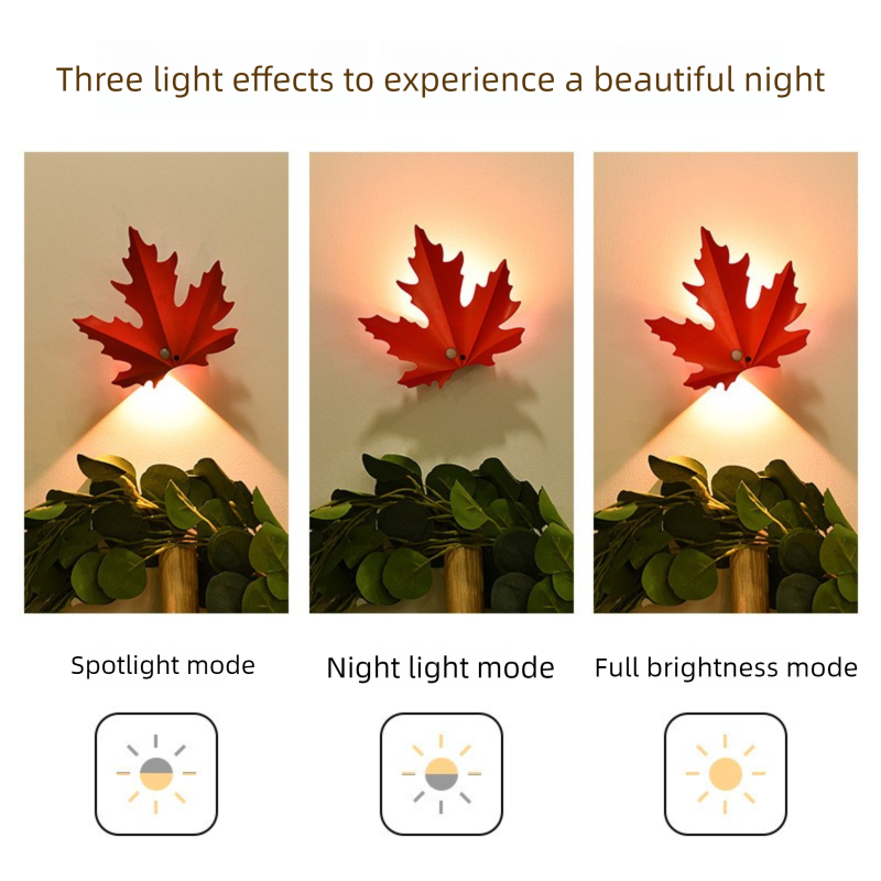 2 Pcs Maple Leaf Smart Motion-Sensing LED Night Light – Magnetic & Self-Adhesive