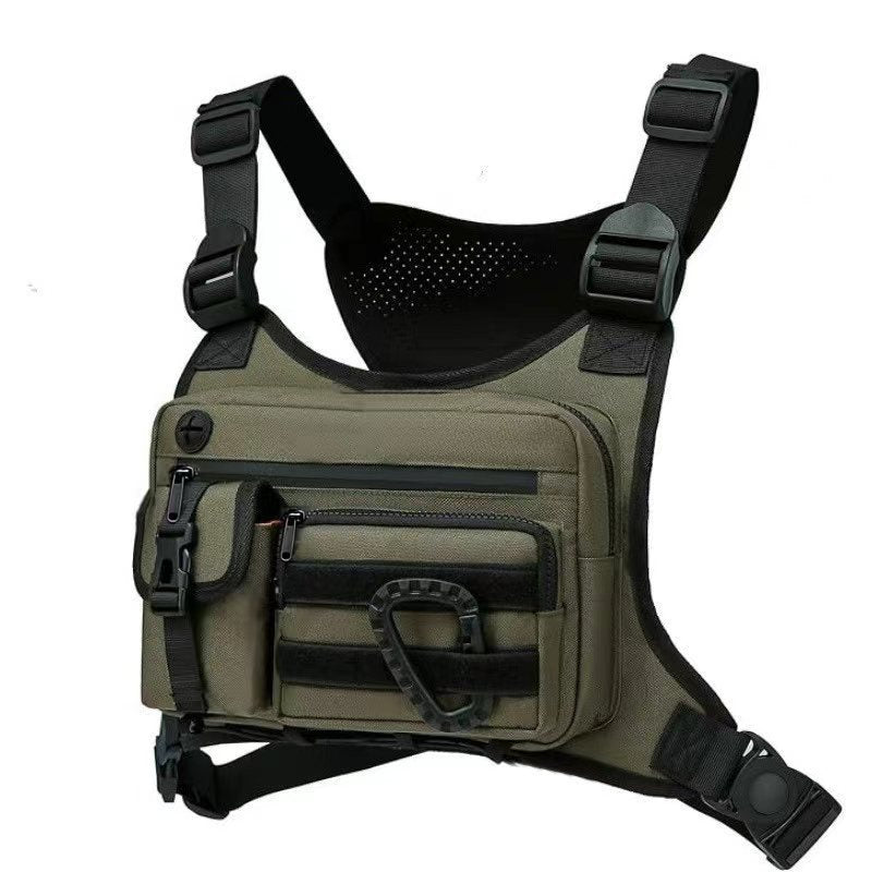 Green Outdoor Tactical Chest Pack – Lightweight Running & Hiking Vest for Men (27×17×5cm)