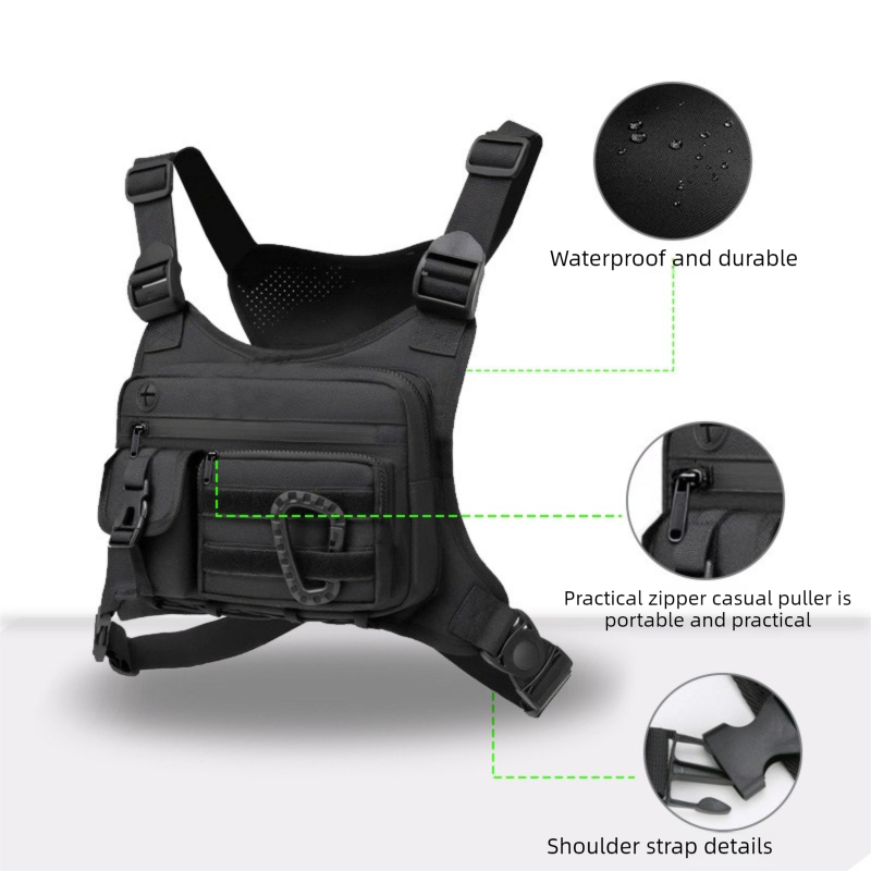 Brown Outdoor Tactical Chest Pack – Lightweight Running & Hiking Vest for Men (27×17×5cm)