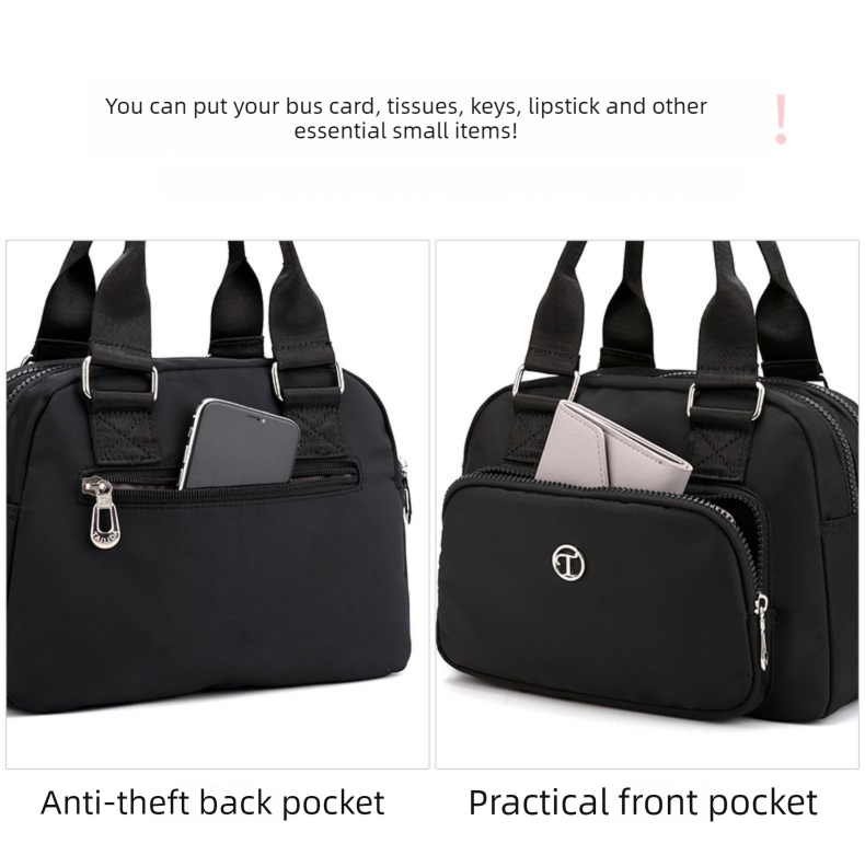 Black Large Capacity Single Shoulder Bag – Waterproof Nylon Tote with Adjustable Strap, Multi-Functional Design for Everyday Use