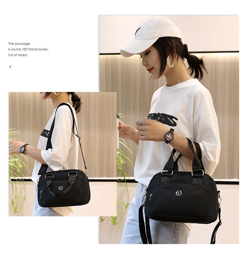 Black Large Capacity Single Shoulder Bag – Waterproof Nylon Tote with Adjustable Strap, Multi-Functional Design for Everyday Use