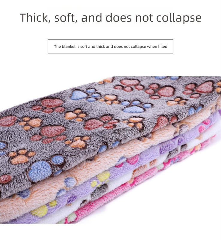 Pink Pet Blanket Set – Plush Paw Print Design, 3-Piece Pack (S/M/L Sizes)