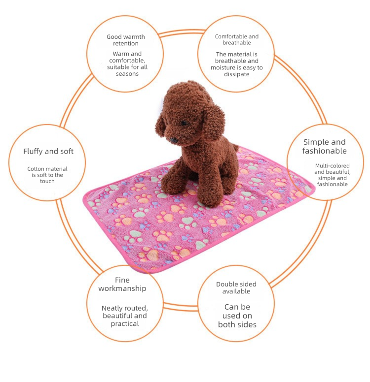Brown Pet Blanket Set – Plush Paw Print Design, 3-Piece Pack (S/M/L Sizes)