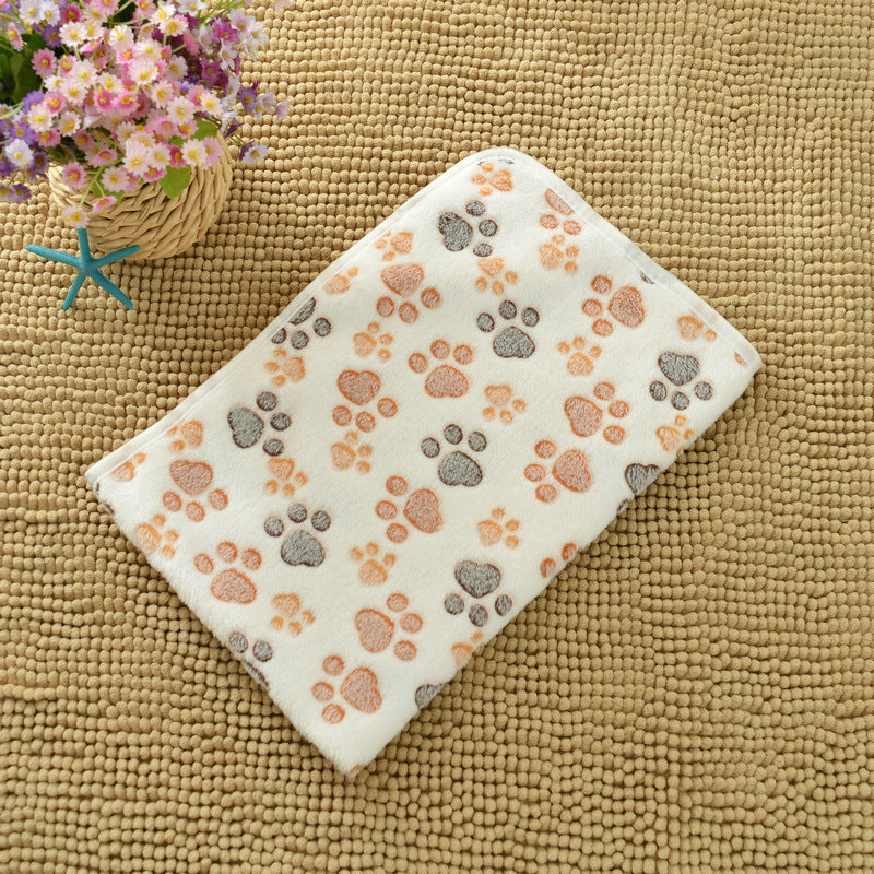 Beige Pet Blanket Set – Plush Paw Print Design, 3-Piece Pack (S/M/L Sizes)