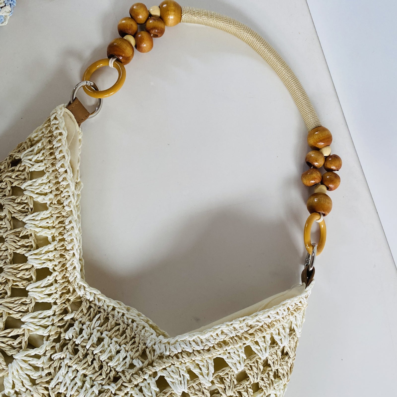Beige Stylish Hand-Woven Paper Rope Bag – Boho Crochet Tote for Summer & Travel