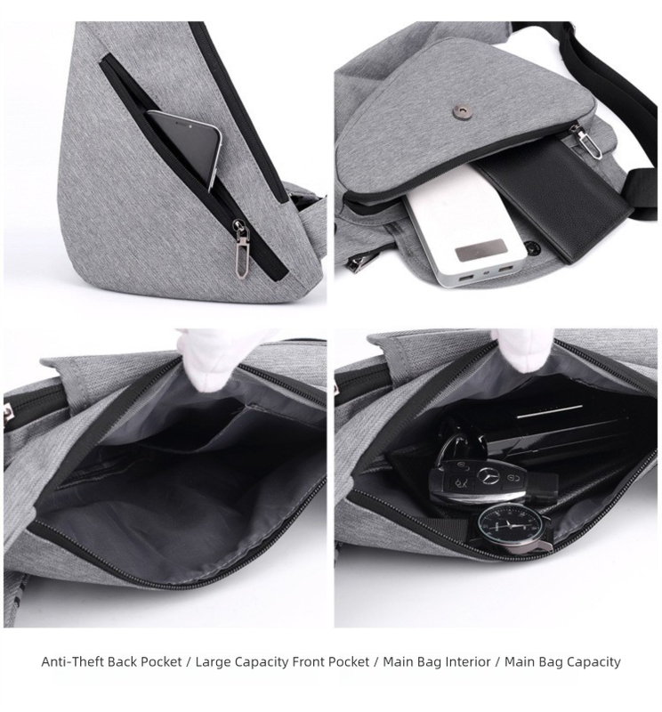 Black Men's Nylon Fabric Chest Bag – Lightweight, Waterproof & Multi-Functional Crossbody Sling Bag