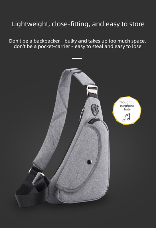 Dark Blue Men's Nylon Fabric Chest Bag – Lightweight, Waterproof & Multi-Functional Crossbody Sling Bag