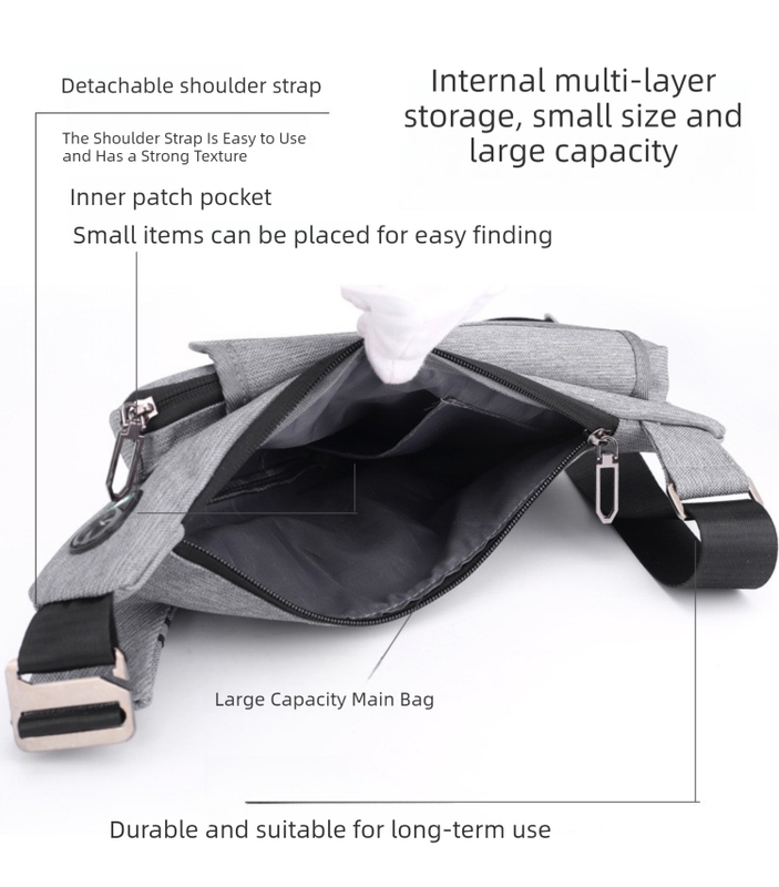 Dark Blue Men's Nylon Fabric Chest Bag – Lightweight, Waterproof & Multi-Functional Crossbody Sling Bag